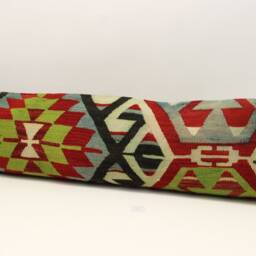 Handmade King Size Kilim Pillow Cover, Unique Lumbar Bedding - 12x48 Inch - thumbnail 3