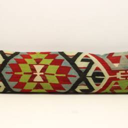 Handmade King Size Kilim Pillow Cover, Unique Lumbar Bedding - 12x48 Inch - thumbnail 2