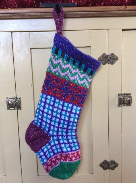 Hand Knit Christmas Stocking, Lined - image 1