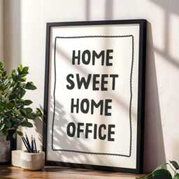 Home Sweet Office Print, Funny Quote Wall Art, White & Black Decor - thumbnail 1