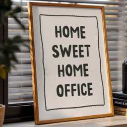 Home Sweet Office Print, Funny Quote Wall Art, White & Black Decor - thumbnail 2