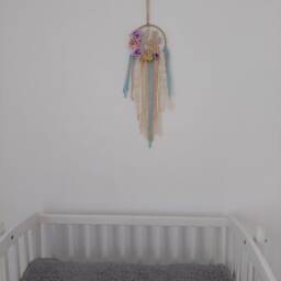 Flower Nursery Dreamcatcher Hello Sunshine Dream Catcher With Flowers Floral Decoration Baby Room Bedroom Colourful Wall Decor Girl - thumbnail 4