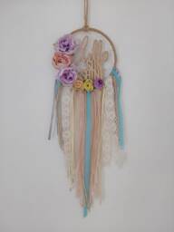 Flower Nursery Dreamcatcher Hello Sunshine Dream Catcher With Flowers Floral Decoration Baby Room Bedroom Colourful Wall Decor Girl - thumbnail 1