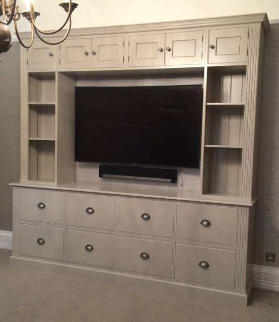 Tv/Entertainment Media Unit With Top Boxes, Open Shelving, 8 Drawers, Free Standing, Painted, Fluted Style - image 1