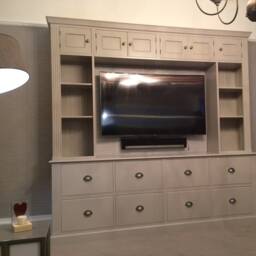 Tv/Entertainment Media Unit With Top Boxes, Open Shelving, 8 Drawers, Free Standing, Painted, Fluted Style - thumbnail 2