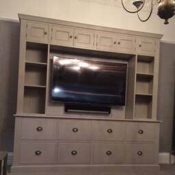 Tv/Entertainment Media Unit With Top Boxes, Open Shelving, 8 Drawers, Free Standing, Painted, Fluted Style - thumbnail 3
