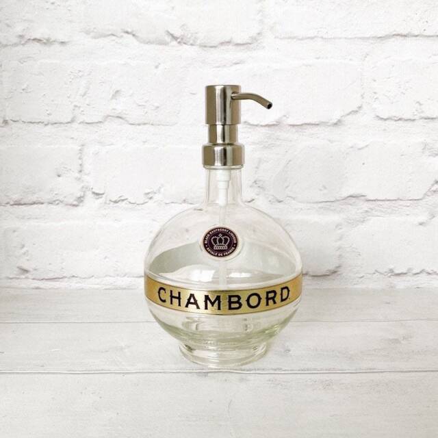 Chambord Liqueur Bottle Soap Pump Dispenser - Water Repellent Label Upcycled - image 1