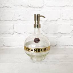 Chambord Liqueur Bottle Soap Pump Dispenser - Water Repellent Label Upcycled - thumbnail 1