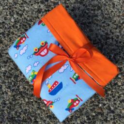 Flannel Baby Blanket/Kid Car - Cars & Planes On Blue, Personalization Available - thumbnail 2