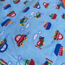 Flannel Baby Blanket/Kid Car - Cars & Planes On Blue, Personalization Available - thumbnail 3