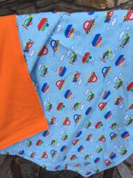 Flannel Baby Blanket/Kid Car - Cars & Planes On Blue, Personalization Available - thumbnail 1