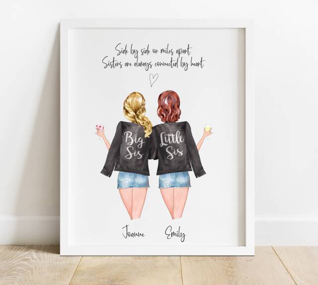 Sisters Gift , Sister College, Moving Friend Print Family Print, Graduation, Away - image 1