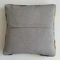 Turkish Rug Cushion Cover, Handmade Check Pillow, Decorative Throw Kilim 16''x16''/41x40 cm - thumbnail 4