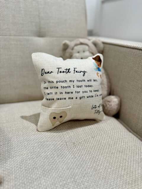 Personalised Tooth Fairy Linen Pillow With Pocket - image 1