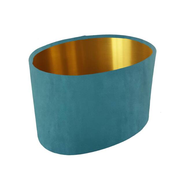 Oval Teal Lampshade in Velvet With A Gold Lining - image 1