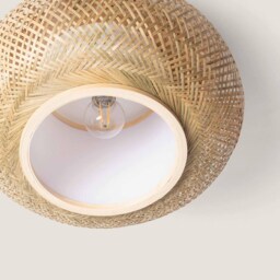 Handmade Bamboo Ceiling Lampshade Rustic Bohemian Flush Mount Light - thumbnail 2