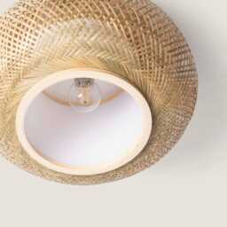 Handmade Bamboo Ceiling Lampshade Rustic Bohemian Flush Mount Light - thumbnail 4