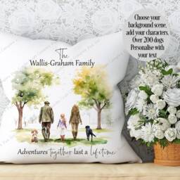 Family Cushion, Keepsake, Country Living, Life, Portrait, Our Family, Gift For Mum, Hunting Gamekeeper - thumbnail 2