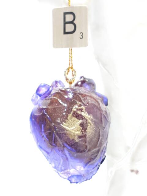 Glitter Anatomical Heart Bauble Gothic Christmas Tree Ornament - image 1