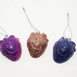 Glitter Anatomical Heart Bauble Gothic Christmas Tree Ornament - thumbnail 3