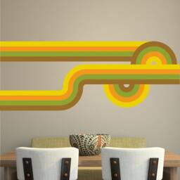 70S Style Retro Stripes Wall Stickers Art Car Campervan Orange Green - thumbnail 2