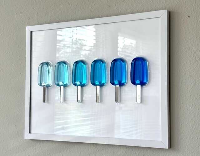 Blue Ombre Popsicle Resin Wall Art Handmade Pop Art Decor - 12x16 - image 1