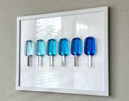 Blue Ombre Popsicle Resin Wall Art Handmade Pop Art Decor - 12x16 - thumbnail 1