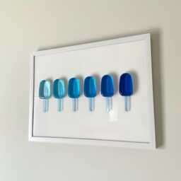 Blue Ombre Popsicle Resin Wall Art Handmade Pop Art Decor - 12x16 - thumbnail 4