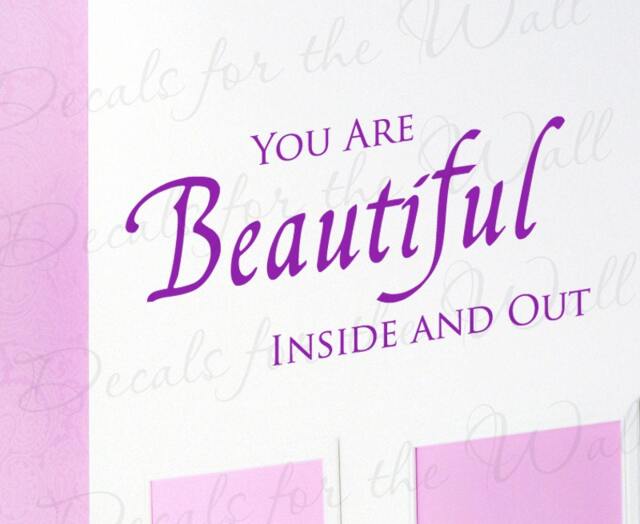 You Beautiful Inside & Out Inspirational Motivational Kid Large Wall Decal Decor Lettering Vinyl Quote Sticker Art Mural Decoration In09 - image 1
