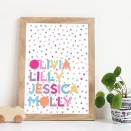 Girls Bedroom Prints, Name Playroom Sister Wall Art, Nursery Lil Sis Print, Big Print - thumbnail 1