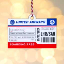 Personalised Boarding Pass Christmas Tree Decoration, Bauble, Custom Pass, Xmas Decoration - thumbnail 2