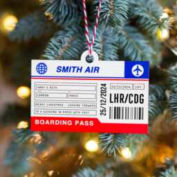 Personalised Boarding Pass Christmas Tree Decoration, Bauble, Custom Pass, Xmas Decoration - thumbnail 1