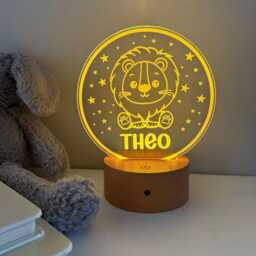 Personalised Lion Night Light - Custom Name Kids Lamp Nursery Led Colour Changing Baby Room Decor Gift - thumbnail 3