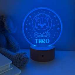 Personalised Lion Night Light - Custom Name Kids Lamp Nursery Led Colour Changing Baby Room Decor Gift - thumbnail 4