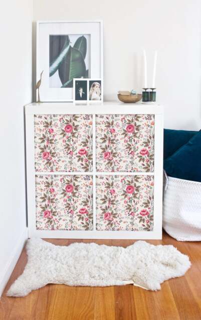 Decals For Kallax/Expedit, Ikea, Retro Roses, Floral, Flowers, Stickers, Peel & Stick, Repositionable, Garden, Furniture Decor #2Ka - image 1