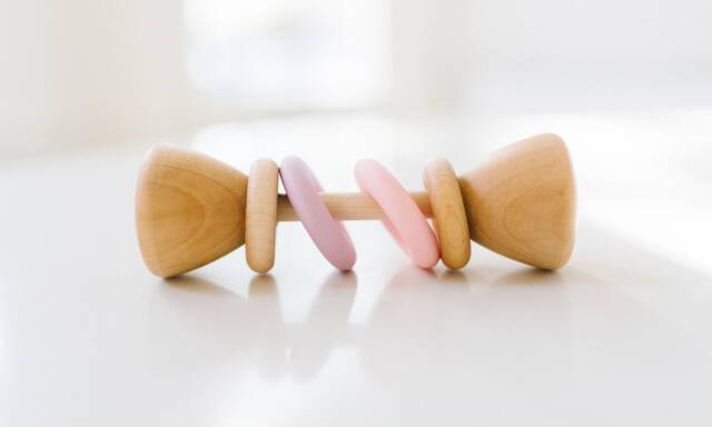 Colorblock Wooden Baby Rattle Petal Classic Toy - image 1