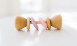 Colorblock Wooden Baby Rattle Petal Classic Toy - thumbnail 1