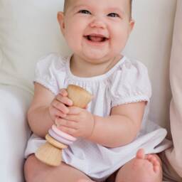 Colorblock Wooden Baby Rattle Petal Classic Toy - thumbnail 2