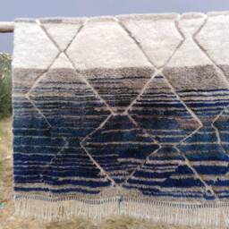 Moroccan Rug Brown & Blue , Handmade Rug, Beni Ourain Style, Area Tapis Berbere, Teppich - thumbnail 2