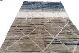 Moroccan Rug Brown & Blue , Handmade Rug, Beni Ourain Style, Area Tapis Berbere, Teppich - thumbnail 1