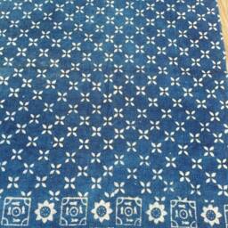 Hand Block Print Cotton Rug Indigo Aztec Home Decor - thumbnail 3