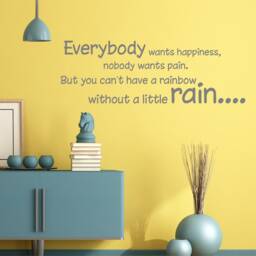 Everybody Wants Happiness, Nobody Rain. But You Can't Have A Rainbow Without Little Rain... - Wall Sticker Quote Decal Vinyl - thumbnail 2
