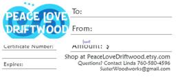 Gift Certificate For Driftwood Art, Him, Her, Christmas Gift, Holiday Handmade Free Shipping - thumbnail 1