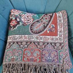 Merino Boiled Pure Wool Handmade Sofa/Bed Hygge Lounge Warm Cosy Paisley Persian Elegant Jamamvar Throw - Rich Colour Black Teal Aqua Rose - thumbnail 4
