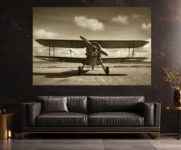 Vintage Biplane Canvas Print, Retro Airplane Poster, Pilot Gift, Aircrafts Wall Art, Aviation Framed & Ready To Hang - thumbnail 1