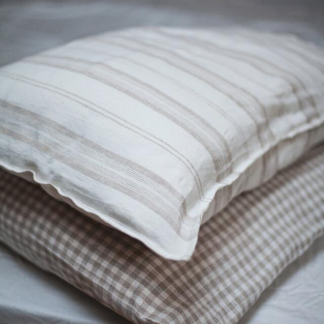 Linen Striped Pillow Case/Natural Sham Cover/ Bedroom Bedding Single - image 1