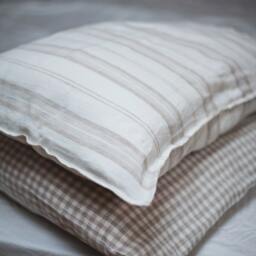 Linen Striped Pillow Case/Natural Sham Cover/ Bedroom Bedding Single - thumbnail 1