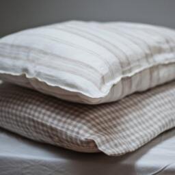 Linen Striped Pillow Case/Natural Sham Cover/ Bedroom Bedding Single - thumbnail 2