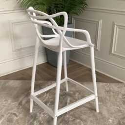 White Breakfast Bar Stool Masters Style Kitchen Chair Restaurant Pub Outdoor Dining Cafe Plastic - thumbnail 3