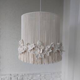 Macrame Pendant Lamp Shade Floral Fringe Boho Chandelier - thumbnail 3